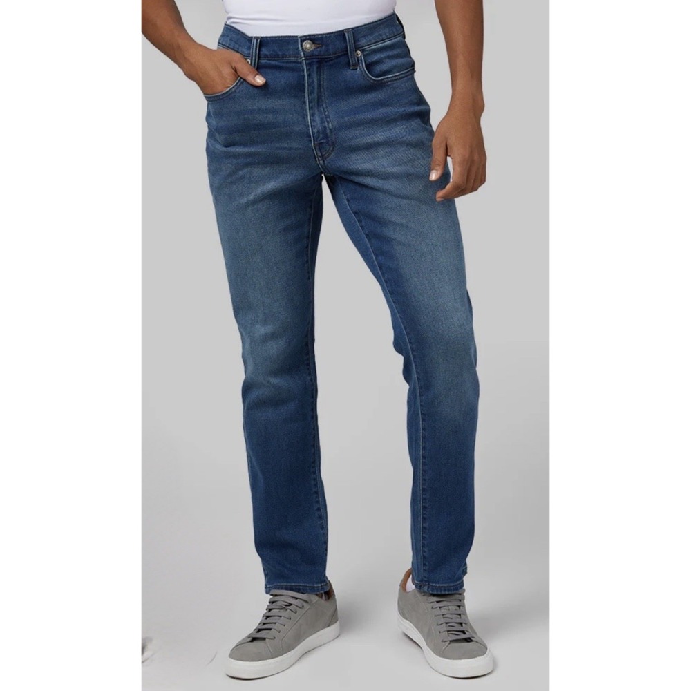 32 Degrees Cool Mens Blue Stretch Performance Straight Leg Medium Wash Jeans 28